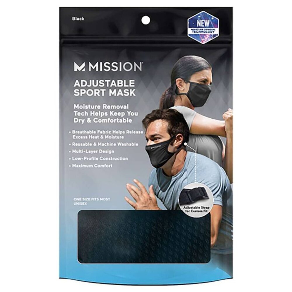Mission Sport Mask, Black 1 packets